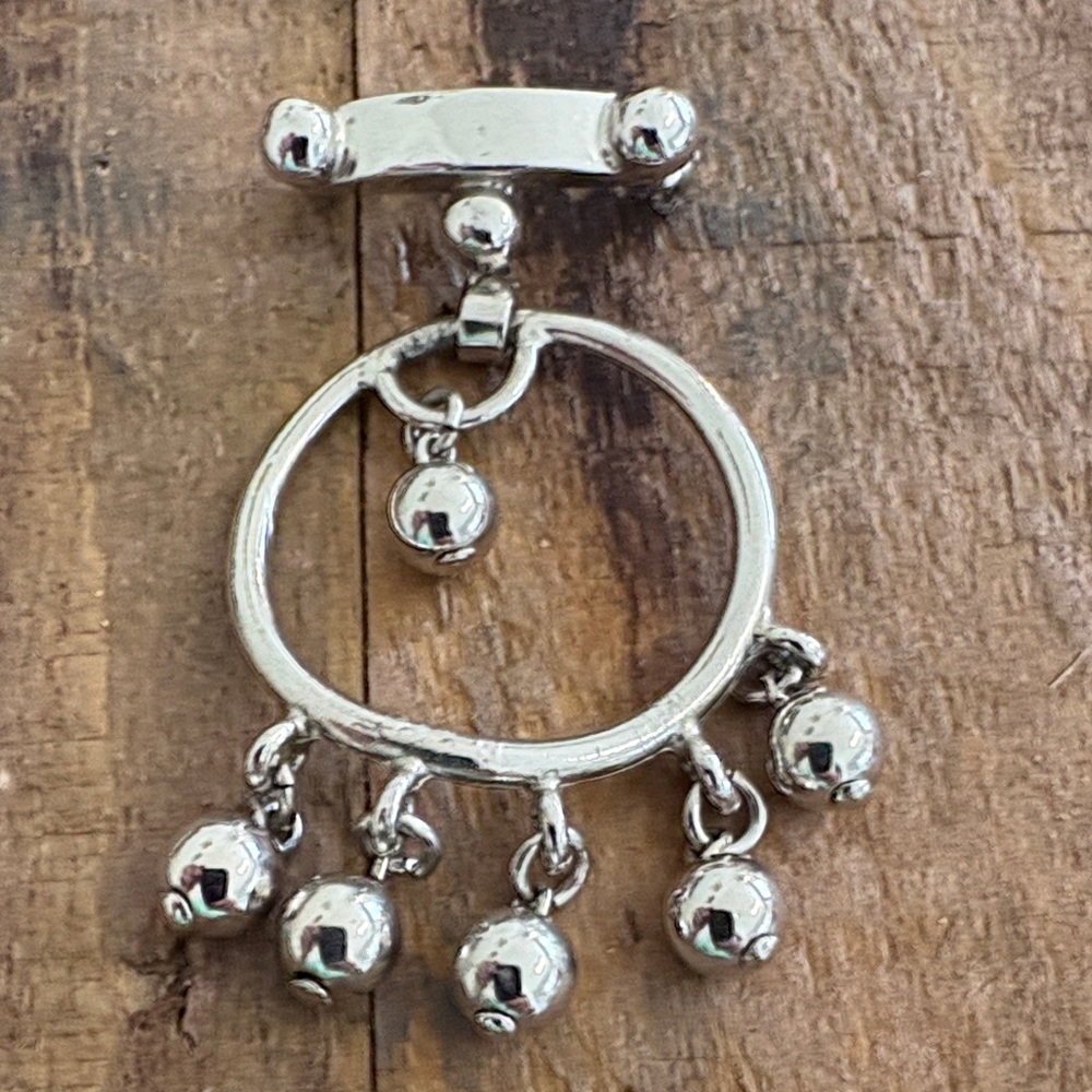 Silver Tone Dangle Ball Brooch